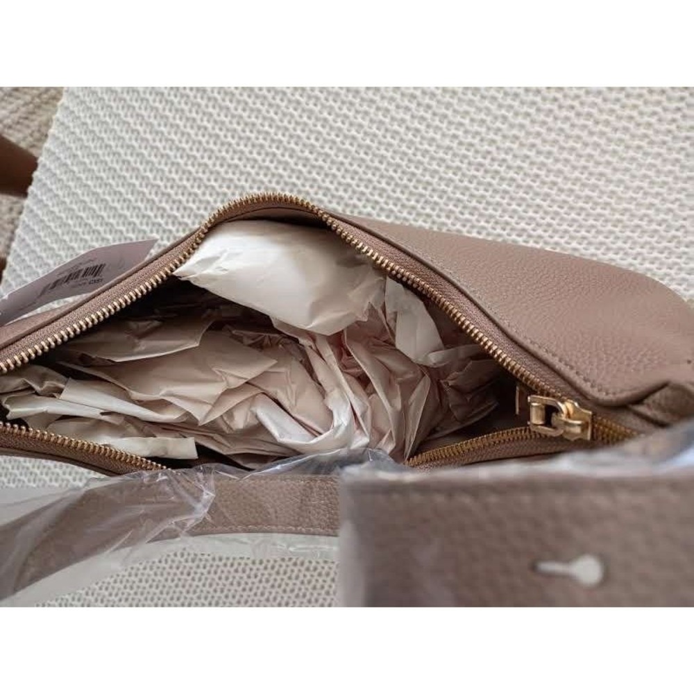 NWT The Drop Avalon Small Shoulder Bag Tan Pebble Faux Leather Crescent Hobo Bag - Picture 3 of 6